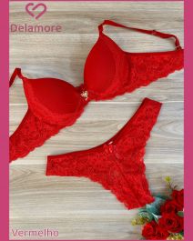 CONJUNTO PRE MOLDADO RENDA FORRADO BJ TACTEL FRANZIDO COM FIO DUPLO
