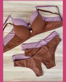 CONJUNTO TRIO BASICO PRE MOLDADO REFORCADO TACTEL COM FIO DUPLO E TANGA