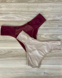 TANGA DE TACTEL COM RENDA NA FRENTE