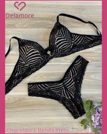 CONJUNTO PRE MOLDADO SO RENDA FORRADO DE TACTEL BOJO MONO