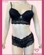 CONJUNTO TRIO DE RENDA SOUTIEN TIPO CROPPED CALCINHA CALEÇON E FIO