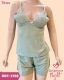 CJ BABY DOLL DE SUEDINE CANELADA COM RENDA BOJO CORTININHA