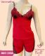 CJ BABY DOLL DE SUEDINE CANELADA COM RENDA BOJO CORTININHA