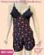 CJ BABY DOLL DE SUEDINE CANELADA COM RENDA BOJO CORTININHA