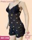 CJ BABY DOLL DE SUEDINE CANELADA COM RENDA BOJO CORTININHA